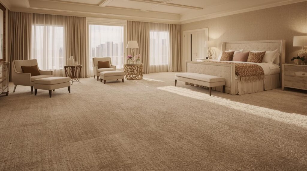 luxurious master suite with thick, high pile carpet underfoot